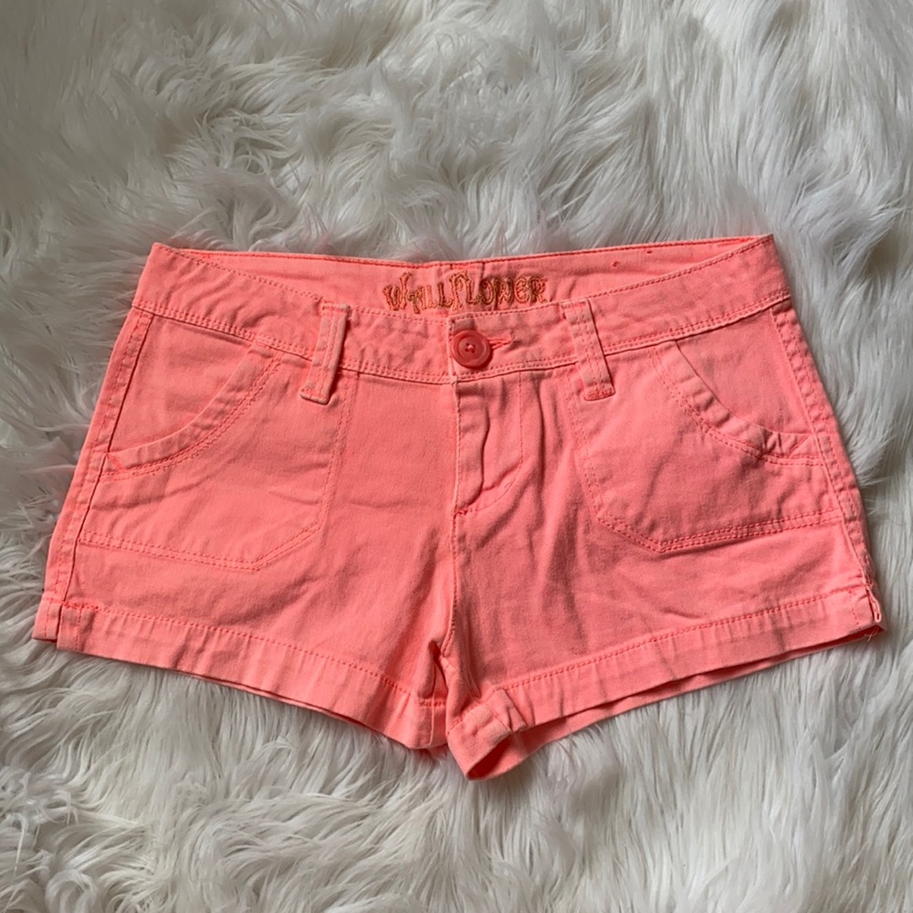 Wallflower • Neon Coral Short Shorts